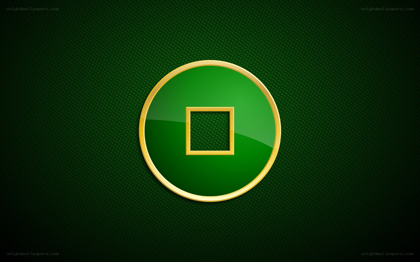 green coin with square hole
