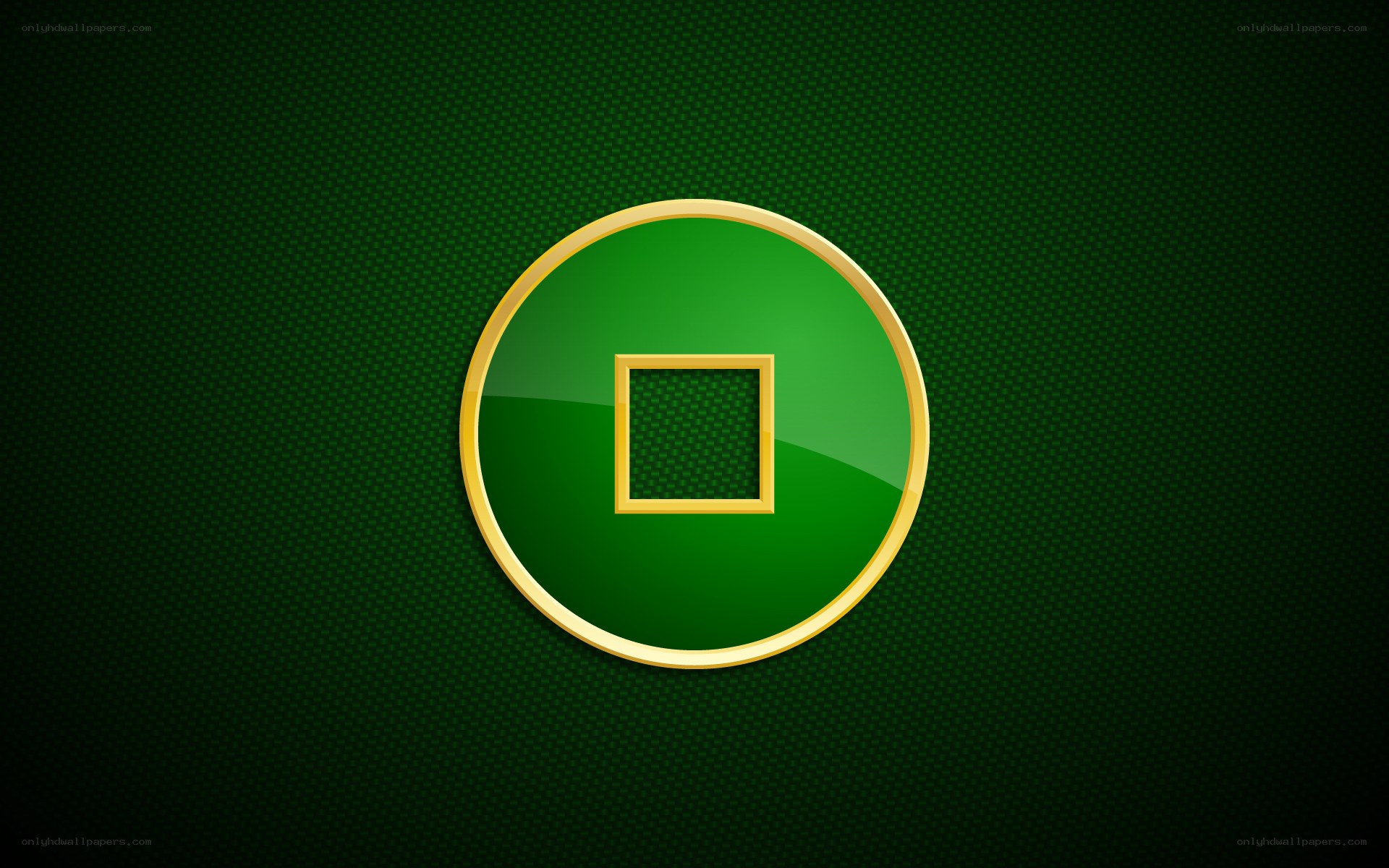 green coin with square hole