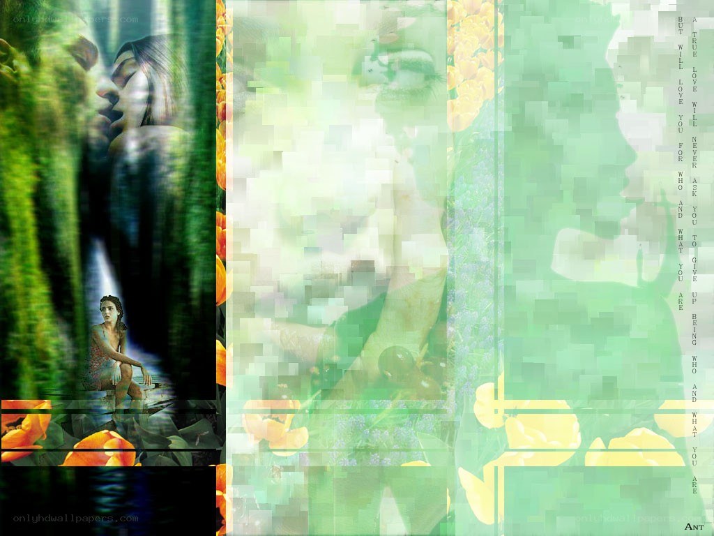 green collage with woman