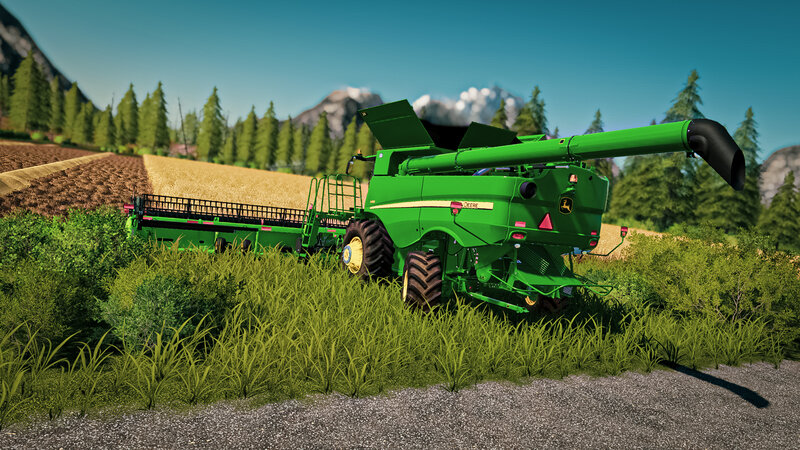Green Combine Harvester — Serene, Afternoon, 3d Render
