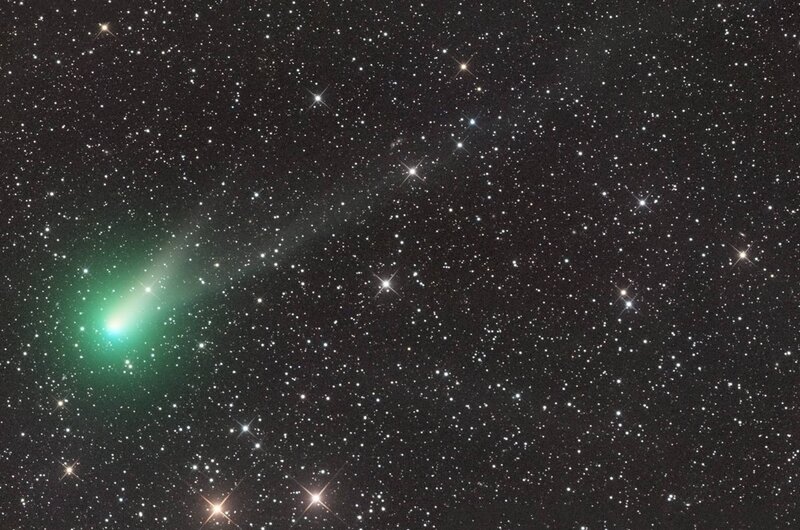 Green Comet in Space — Black, Serene