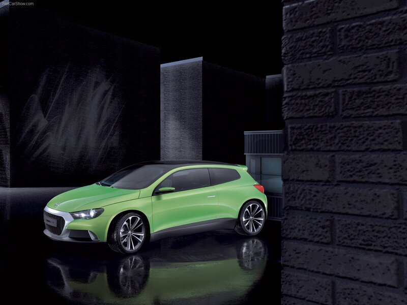 Green Concept Car — Dramatic, Night, 3d Render, Brick Wall, Reflective Floor
