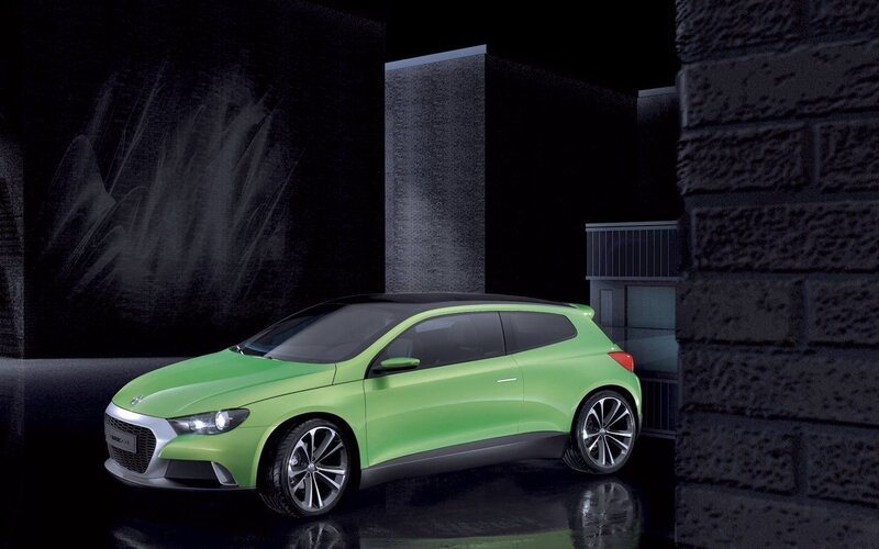 Green Concept Car — Dramatic, Night, 3d Render, Brick Wall