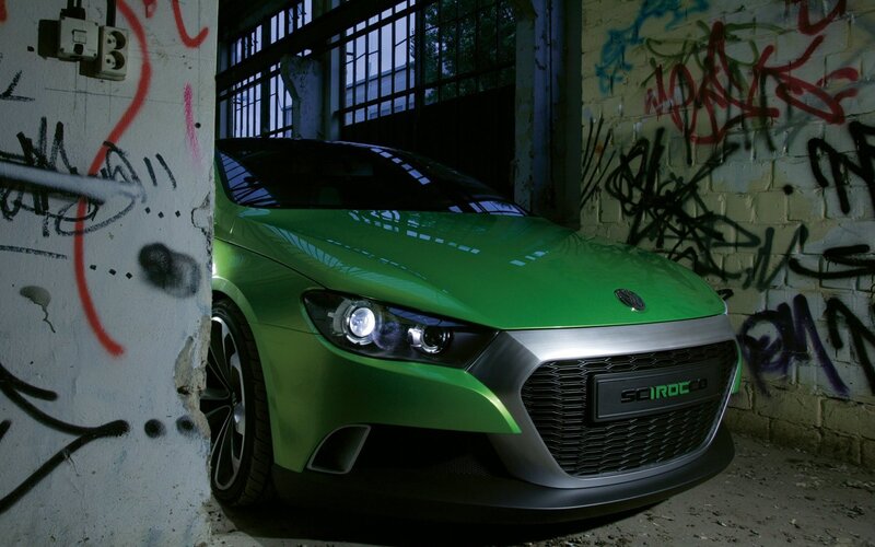 Green Concept Car — Dramatic, Night, Photograph