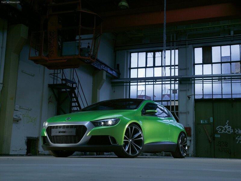 Green Concept Car — Dramatic, Photograph, Industrial Building