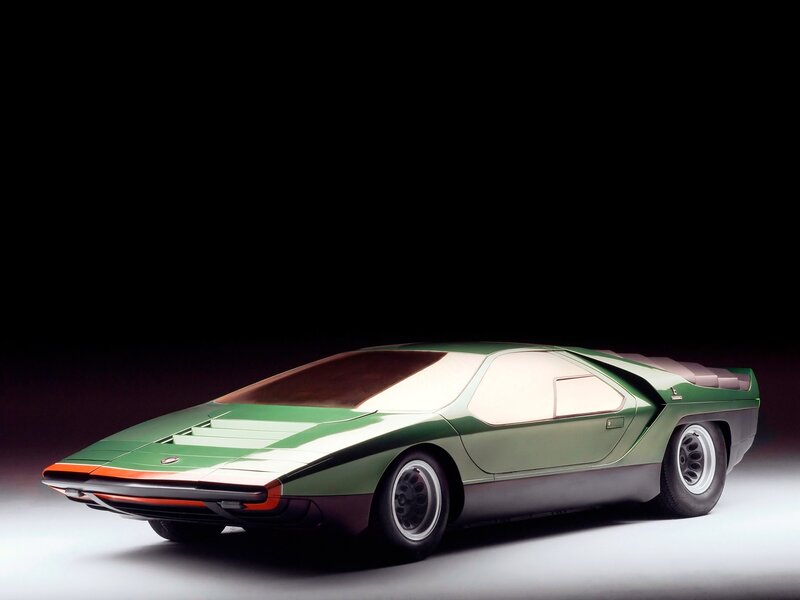 Green Concept Car — Dramatic, Photograph, Studio Lighting, Black Background