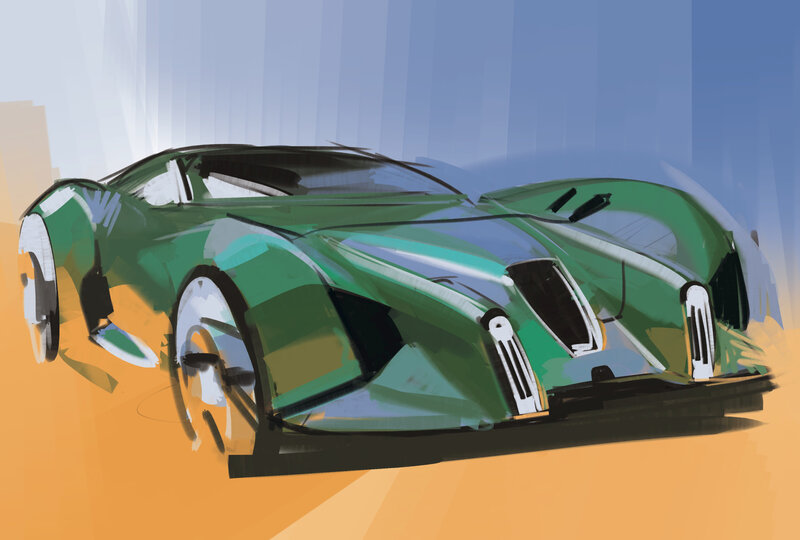 Green Concept Car — Dynamic, Digital Art