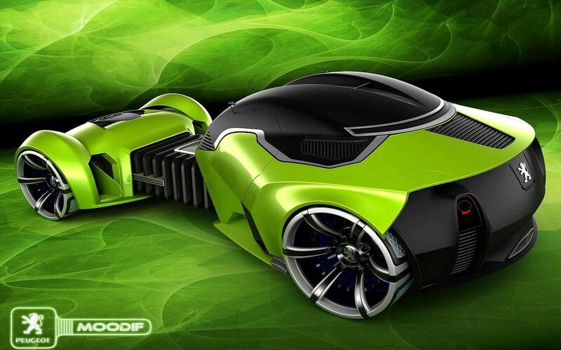 Green Concept Car — Futuristic, 3d Render