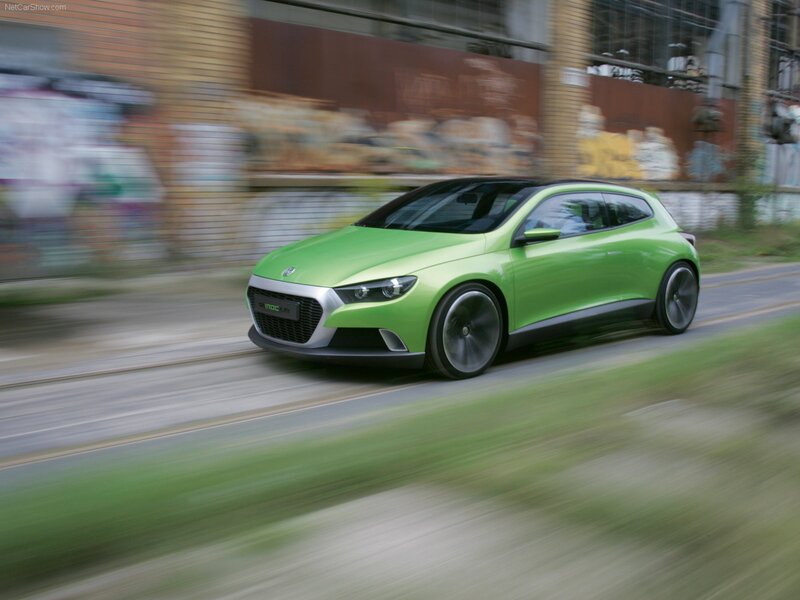 green concept car in motion