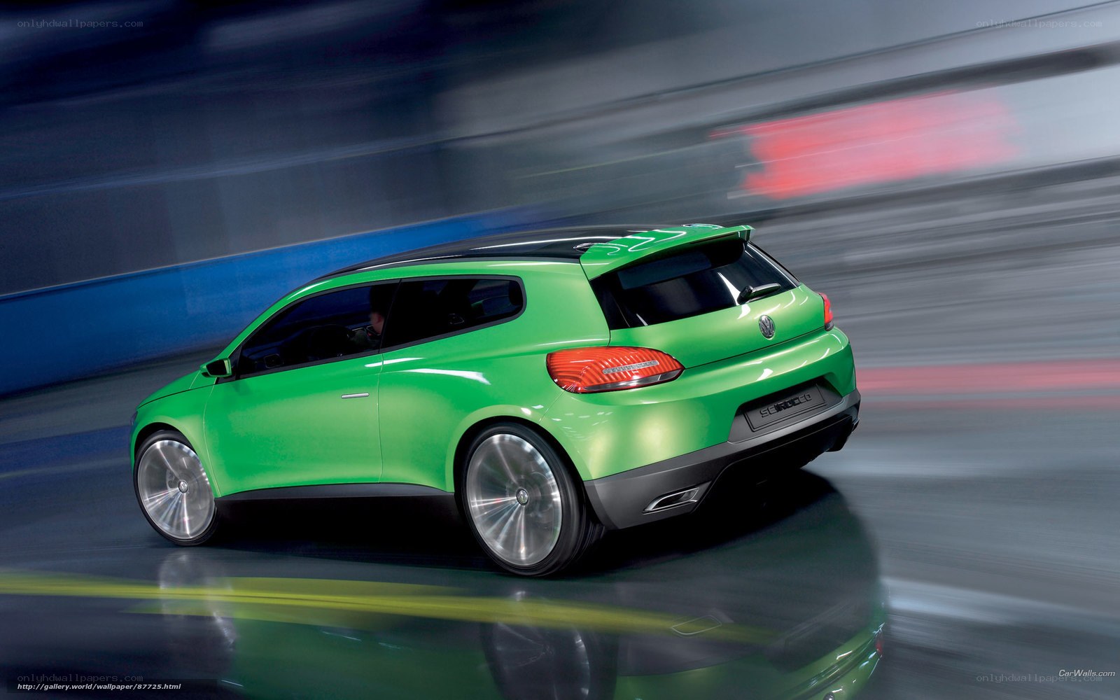green concept car in motion