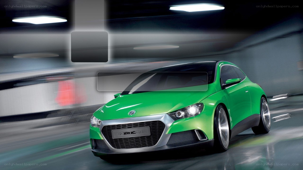 Green concept car in motion