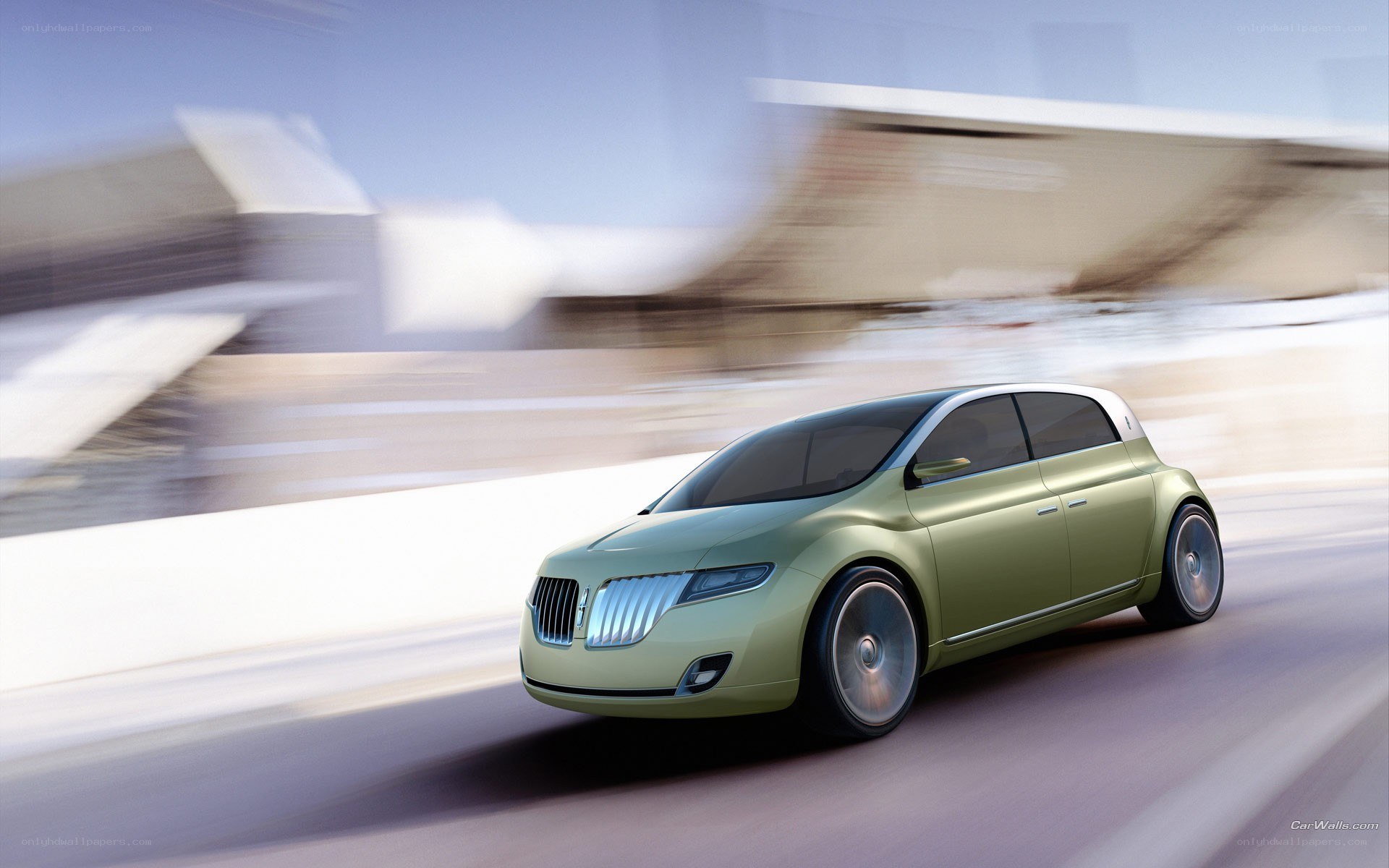 green concept car in motion