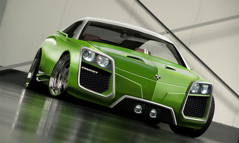 Green Concept Car — Modern, 3d Render, Grille