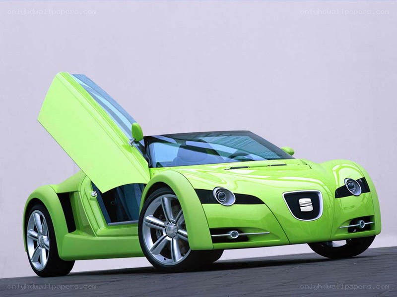 green concept car with open door