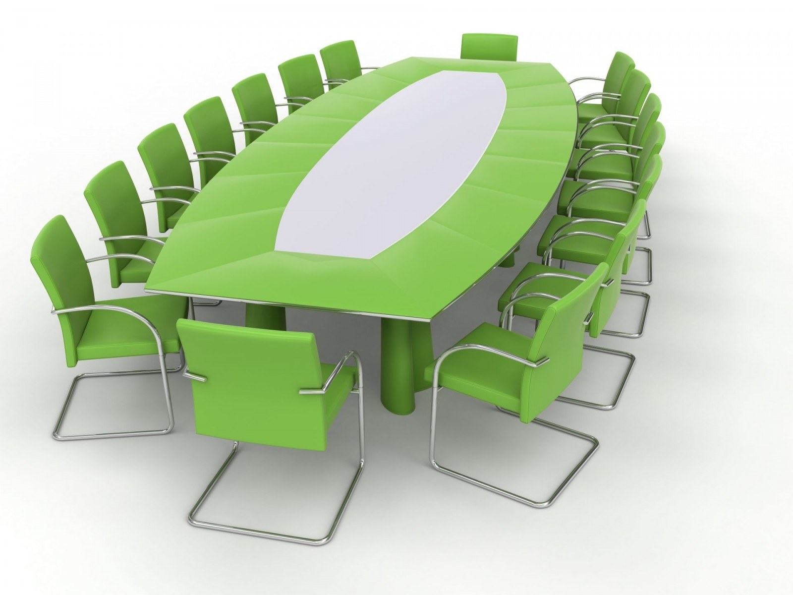 green conference table and chairs