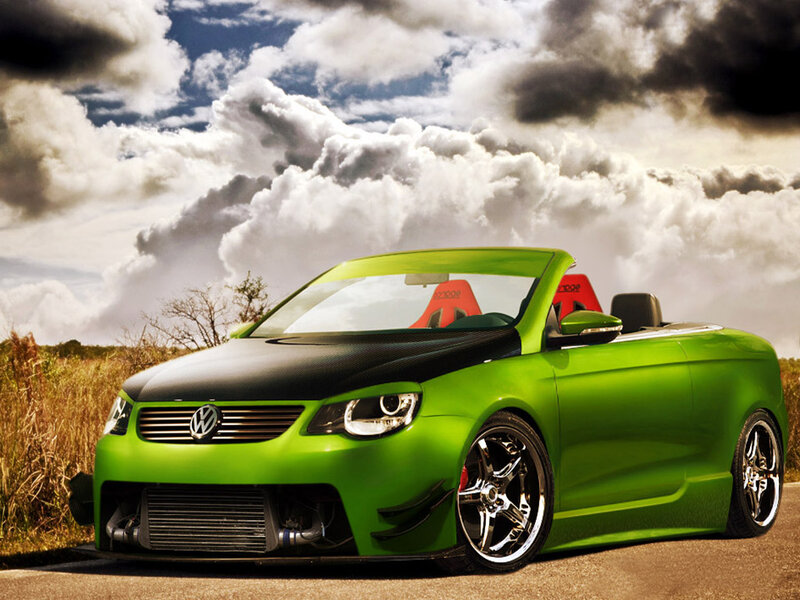 Green Convertible Car — Dramatic, Afternoon