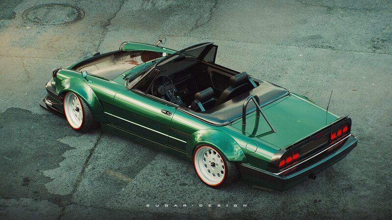 Green Convertible Car — Dramatic, Digital Art