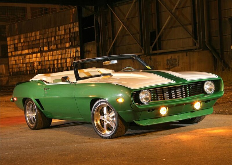 Green Convertible Car — Dramatic, Night