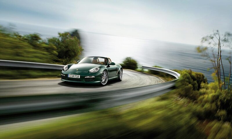 Green Convertible Car — Dynamic, Afternoon