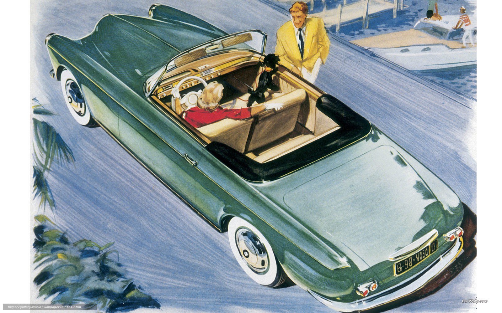 Green convertible car illustration