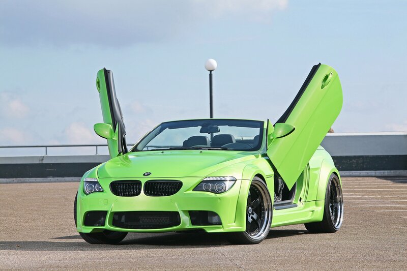 Green Convertible Car — Lime Green, Dramatic, Afternoon
