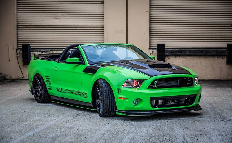 Green Convertible Car — Lime Green, Dramatic, Photograph