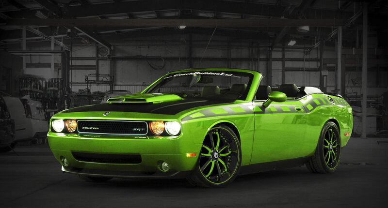 Green Convertible Car — Lime Green, Dramatic