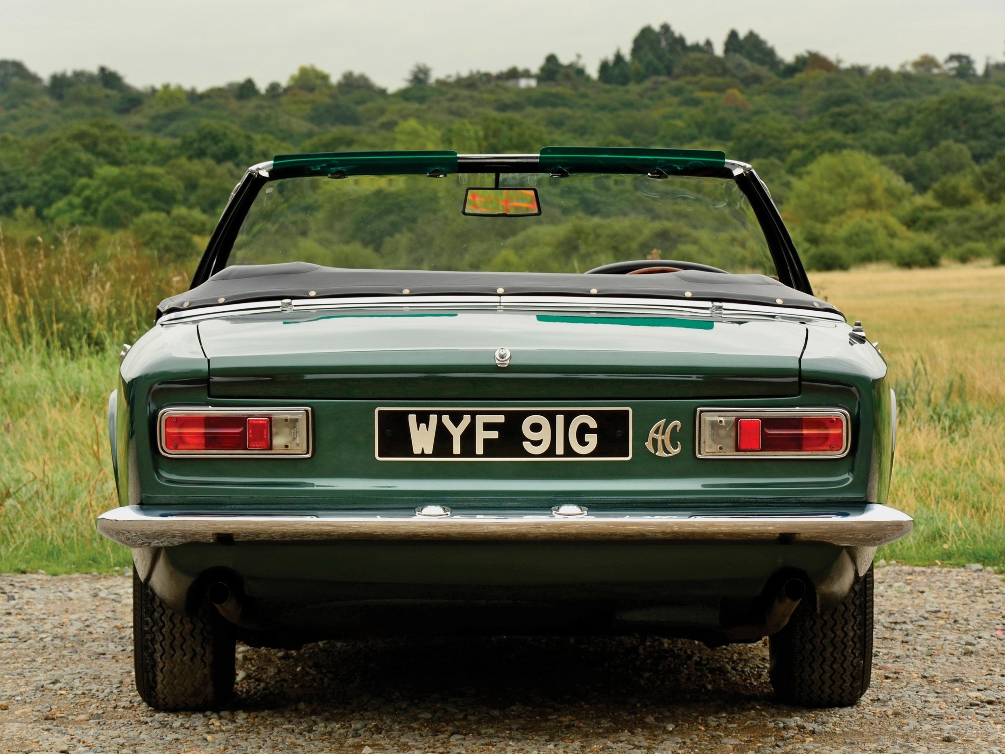 green convertible car rear view