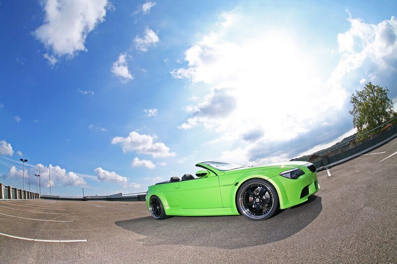 Green convertible sports car