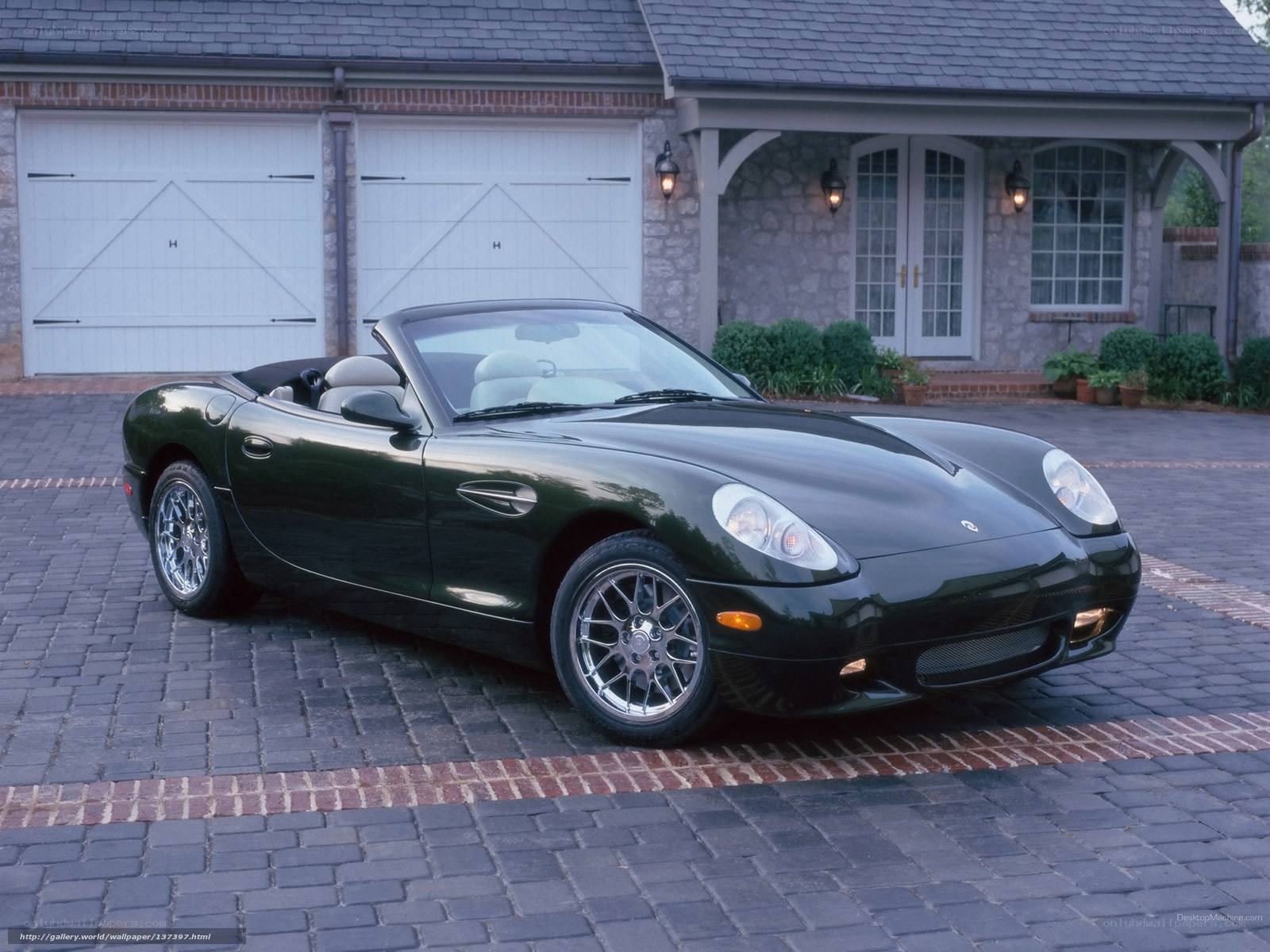 Green convertible sports car