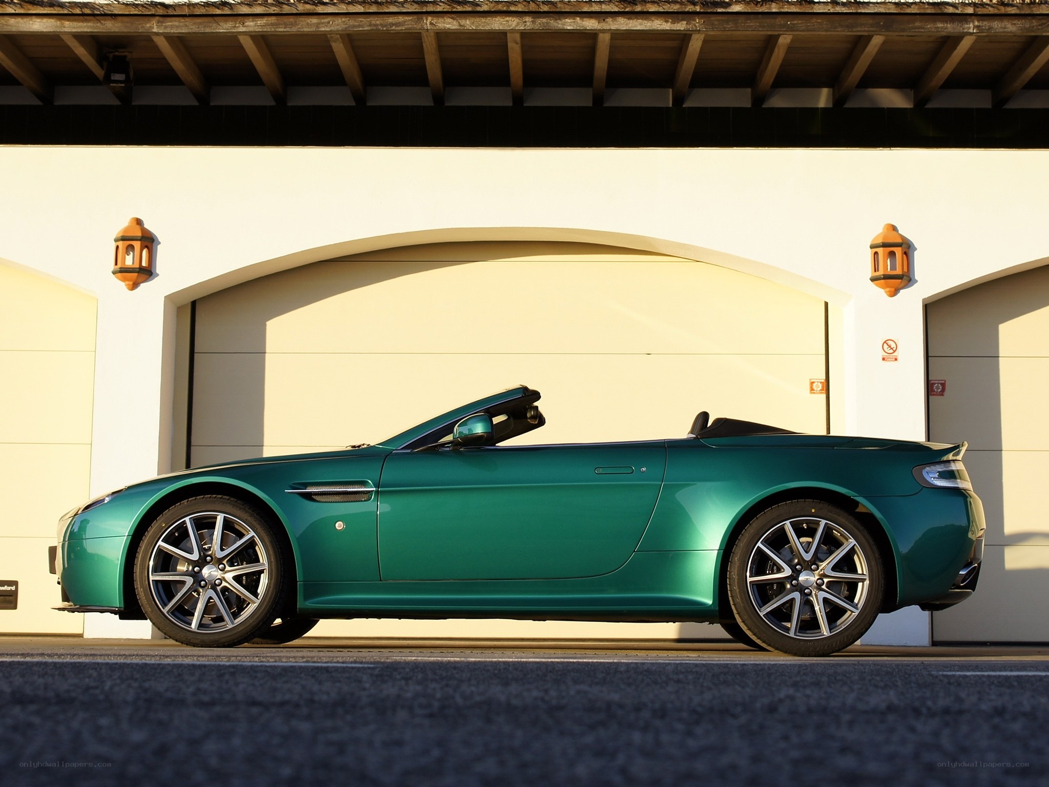 Green convertible sports car