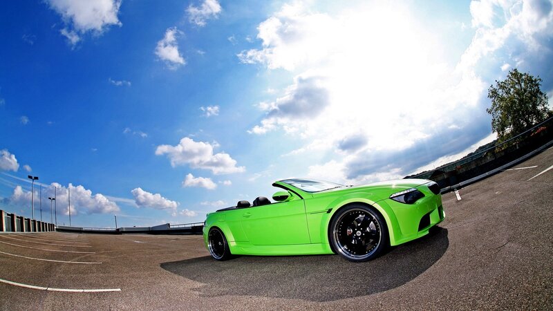 green convertible sports car