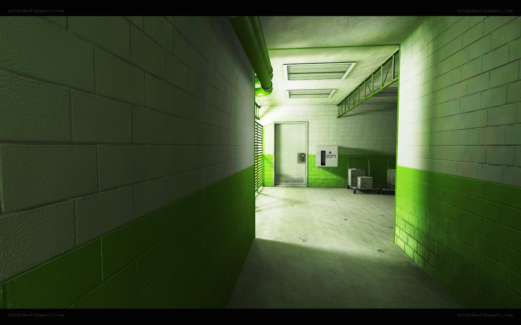 green corridor hallway