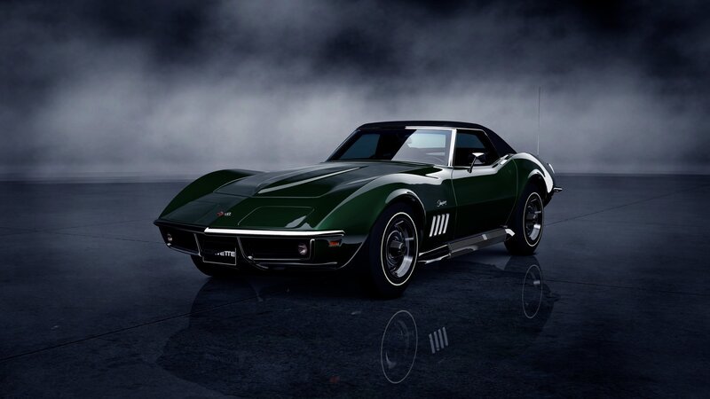 Green Corvette Car — Dramatic, 3d Render