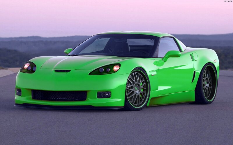 green corvette sports car