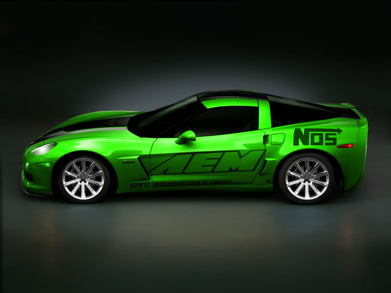 Green Corvette Sports Car — Dramatic