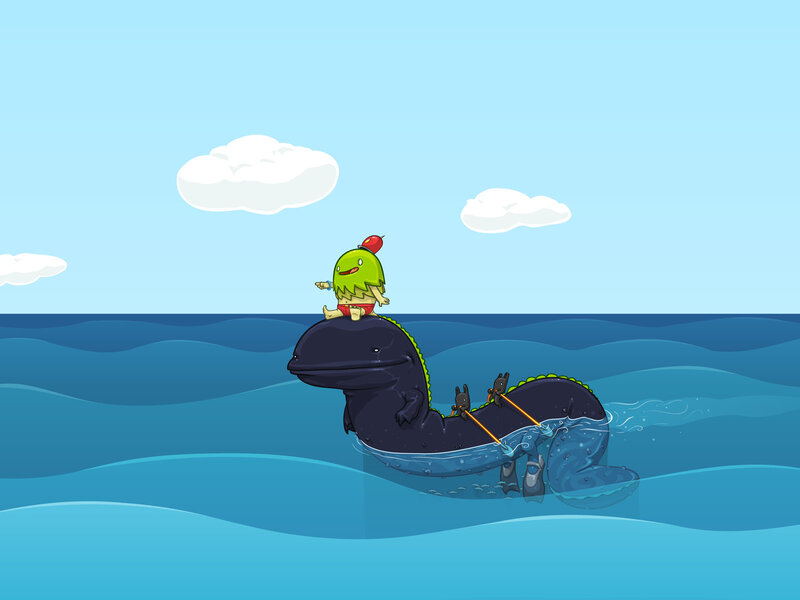 green creature on sea monster
