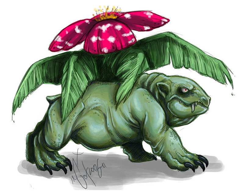 Green Creature with Flower