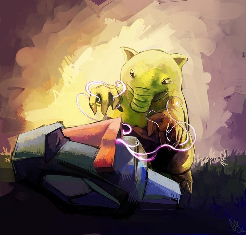 Green creature with glowing energy