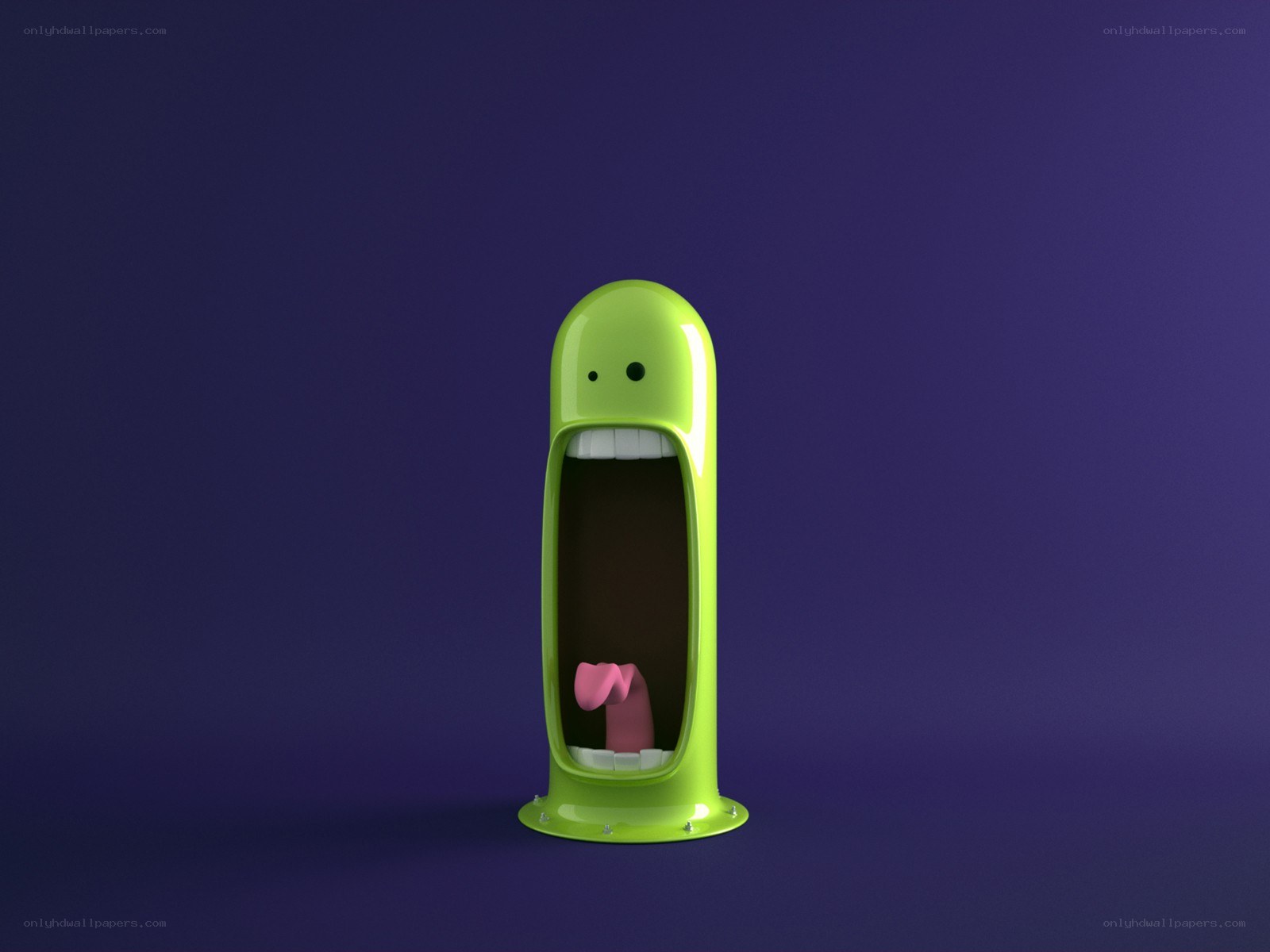 green creature with open mouth