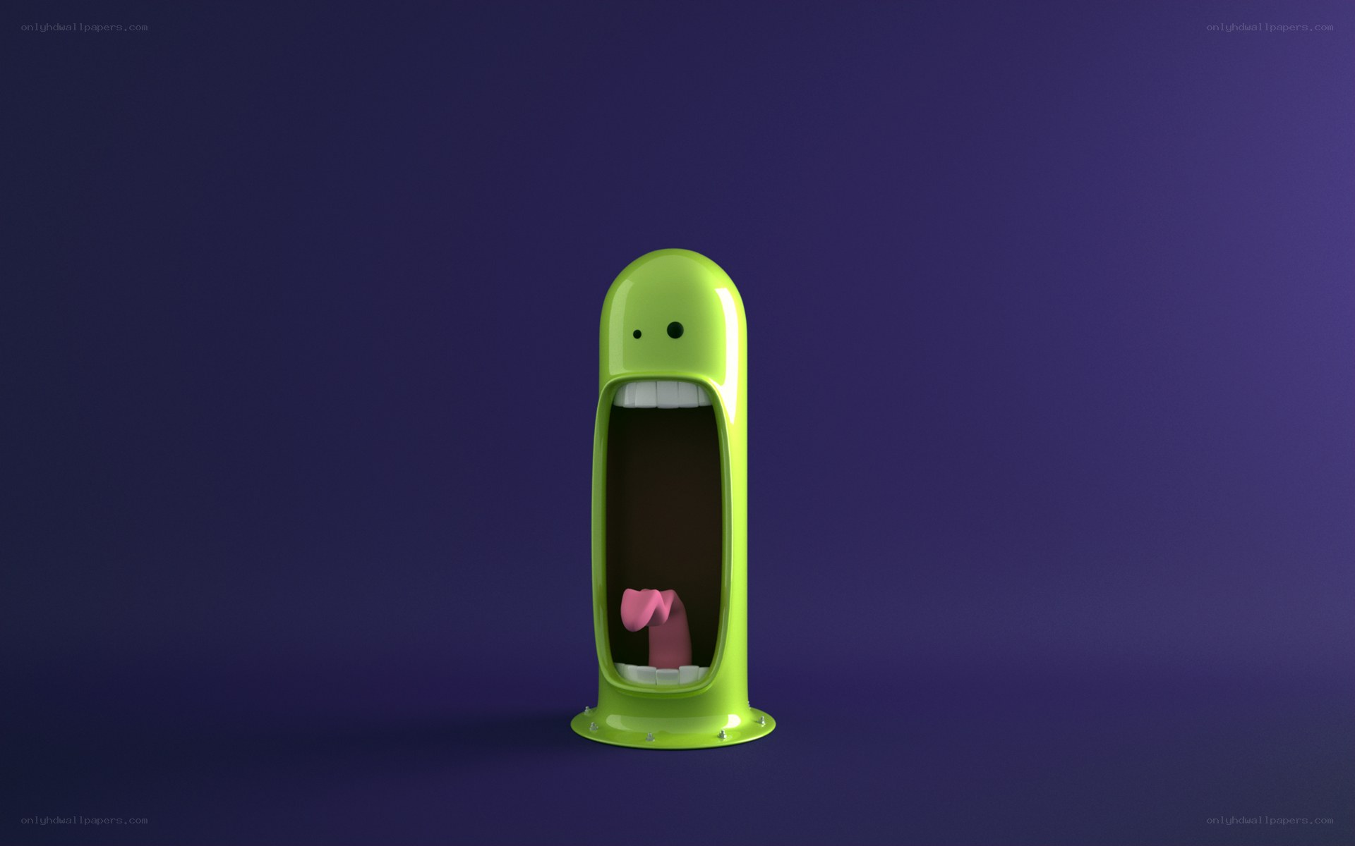 green creature with open mouth