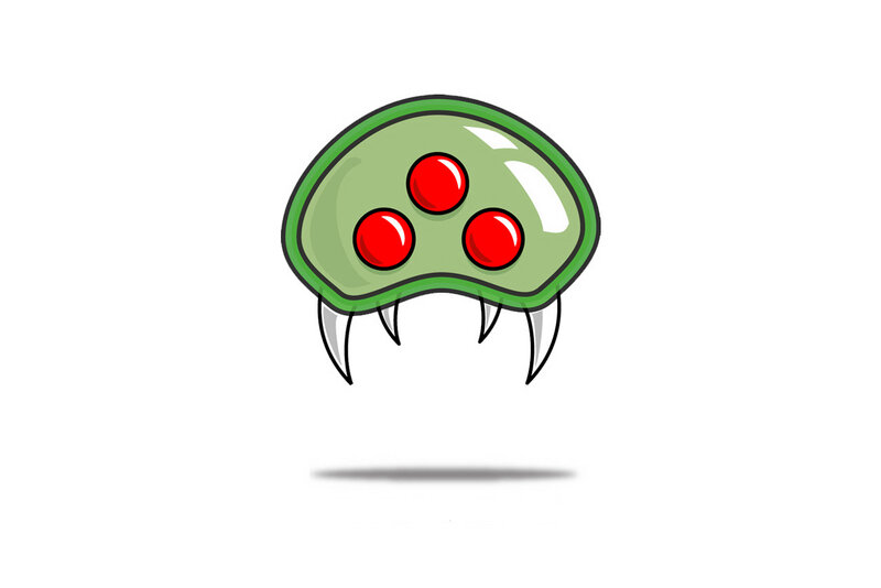 Green Creature with Red Eyes