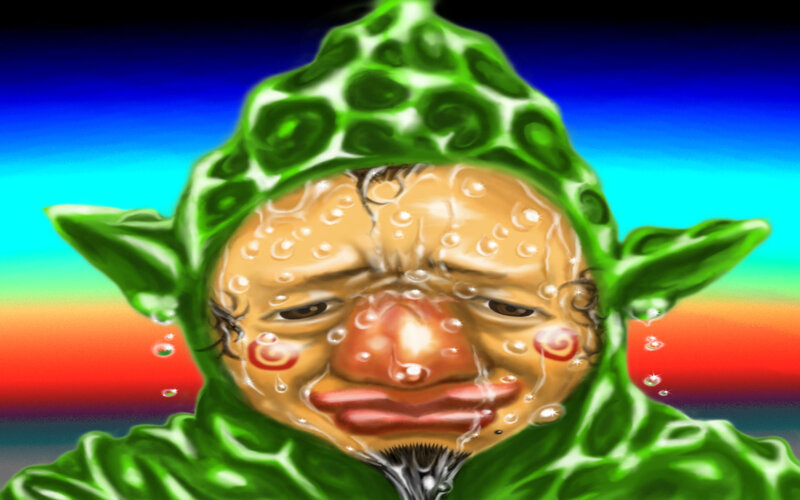 green creature with tears