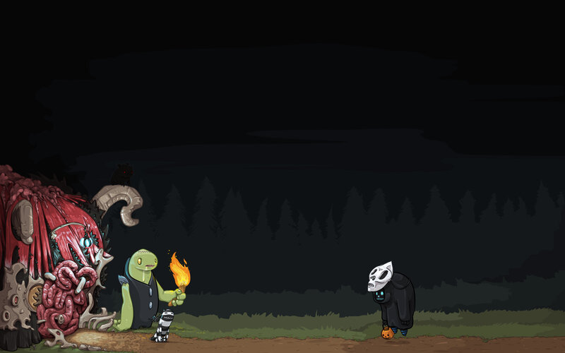 Green Creature with Torch