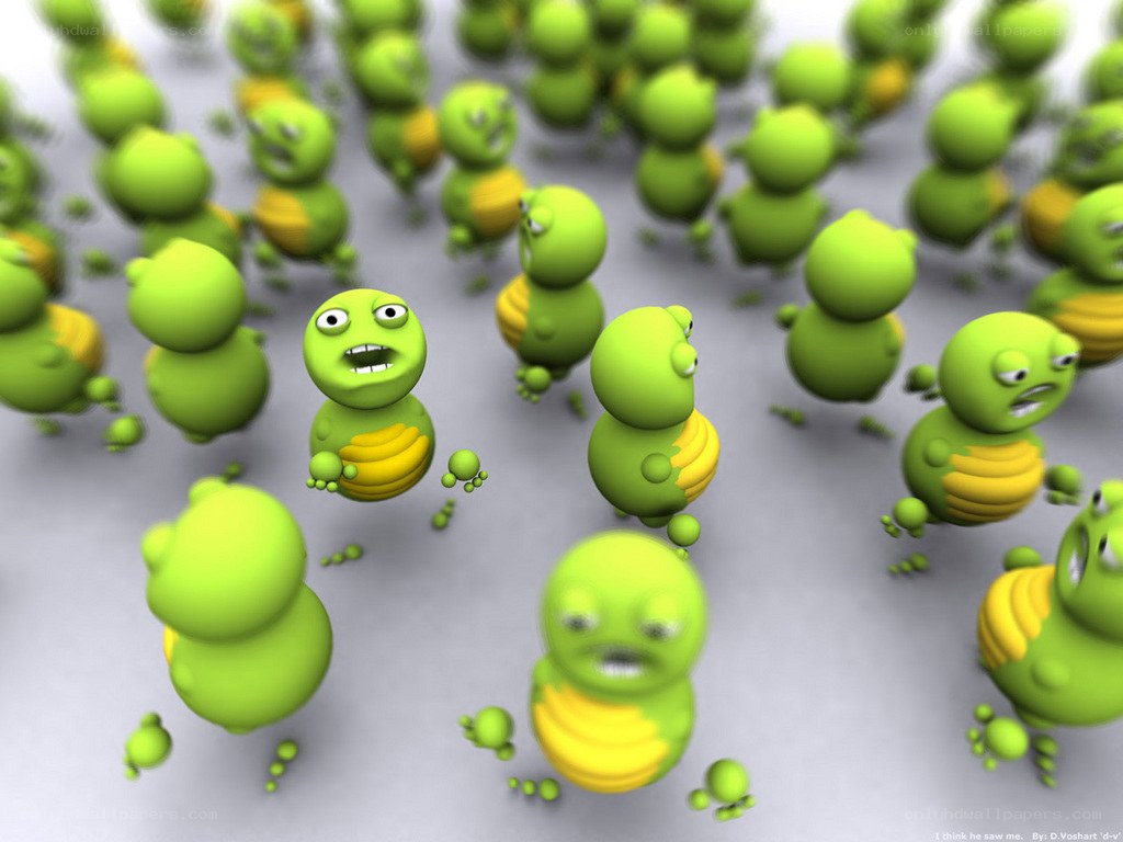 Green creatures in panic
