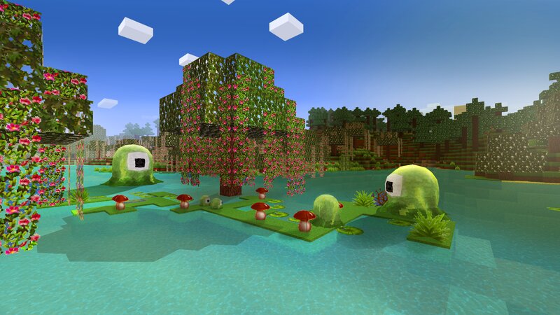 Green Creatures in Pond