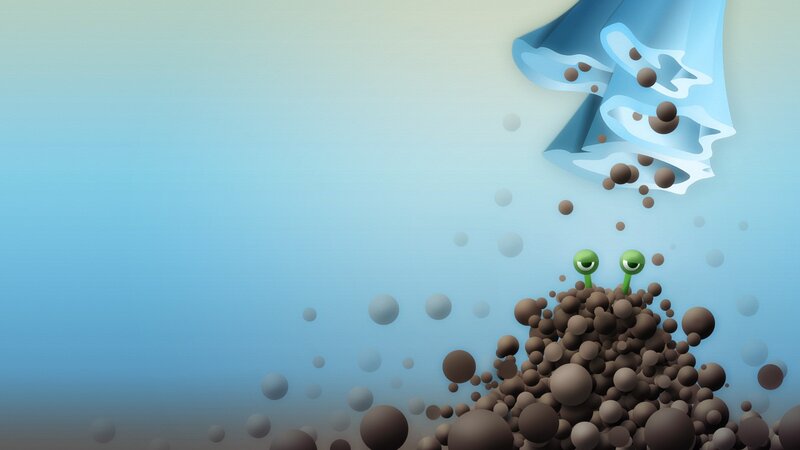 green creatures under blue cloth