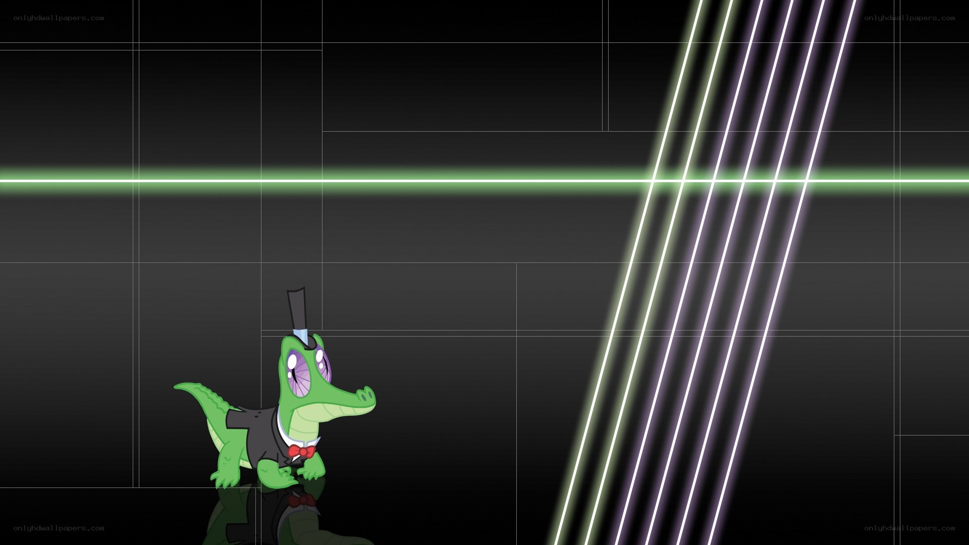 green crocodile in tuxedo