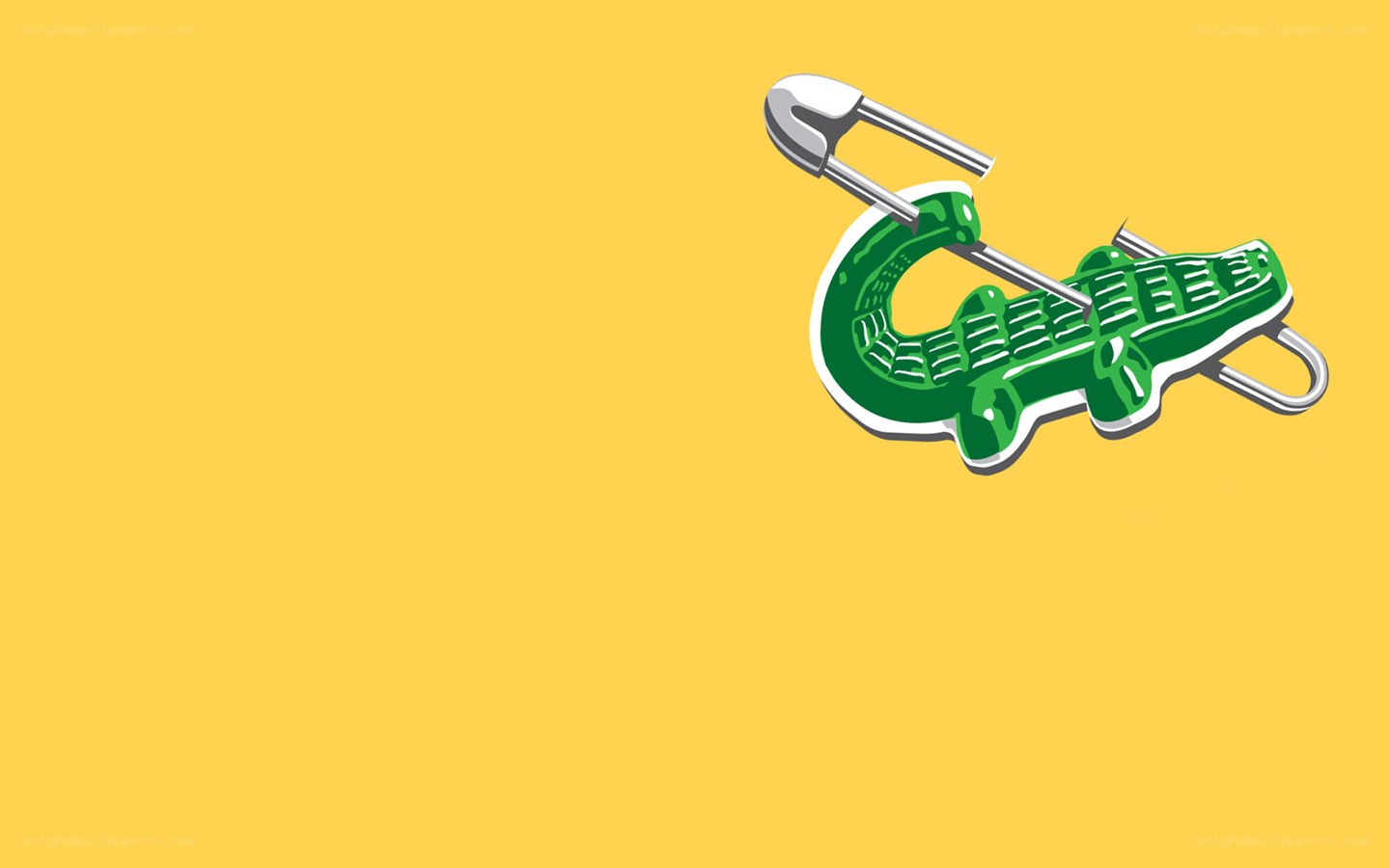 green crocodile pin on yellow