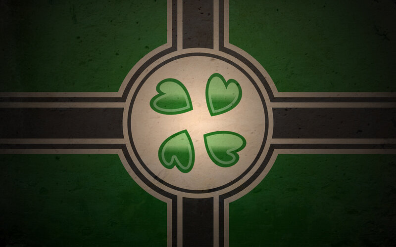 green cross with clover symbol